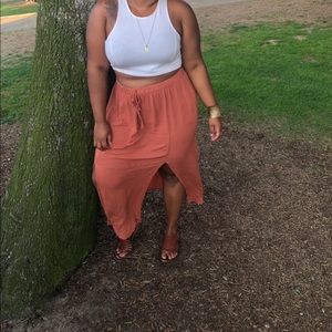 Dark Orange Maxi Skirt